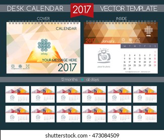 Calendar 2017. Vector Templates all months. Design Desk Calendar.
