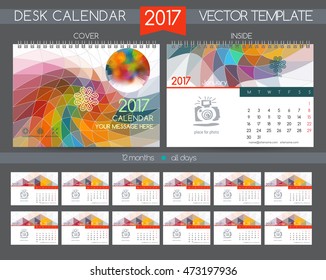 Calendar 2017. Vector Templates all months. Design Desk Calendar.
