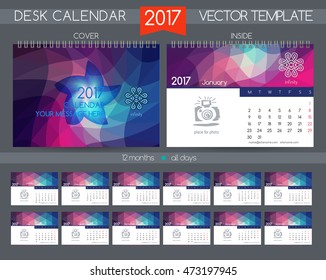 Calendar 2017. Vector Templates all months. Design Desk Calendar.