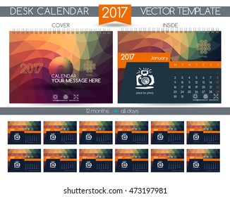 Calendar 2017. Vector Templates all months. Design Desk Calendar.