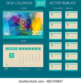 Calendar 2017. Vector Templates all months. Design Desk Calendar.