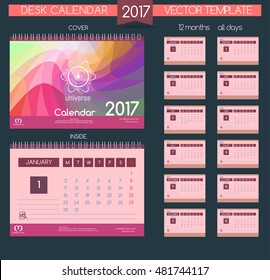 Calendar 2017. Vector Templates all months. Design Desk Calendar.