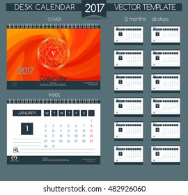 Calendar 2017. Vector Templates all months. Design Desk Calendar.