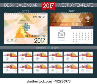 Calendar 2017. Vector Templates all months. Design Desk Calendar.