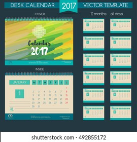 Calendar 2017.  Vector Templates all months.