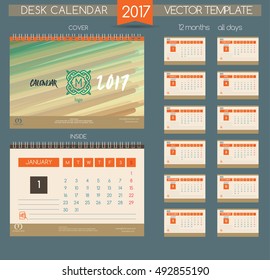 Calendar 2017.  Vector Templates all months.