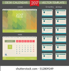 Calendar 2017. Vector Templates all months.