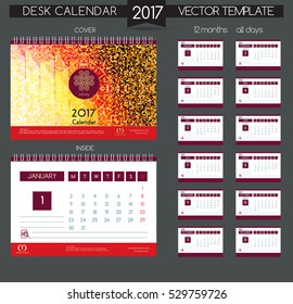 Calendar 2017. Vector Templates all months.