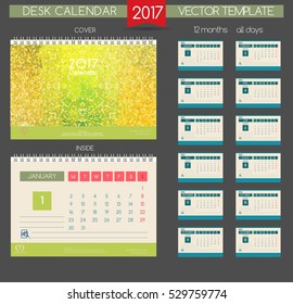Calendar 2017. Vector Templates all months.