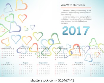 Calendar for 2017 year