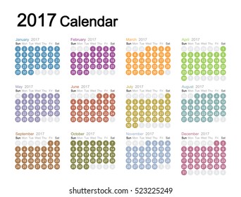 Calendar for 2017 year on white background. Vector EPS10.