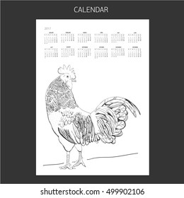 Calendar 2017 year of the rooster