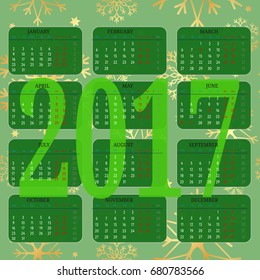 Calendar 2017 year vector design template. EPS10