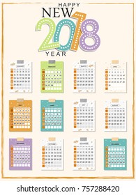 Calendar for 2017 year. Vector design stationery template. Yearly calendar template.