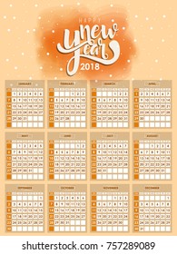 Calendar for 2017 year. Vector design stationery template. Yearly calendar template.