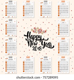 Calendar for 2017 year. Vector design stationery template. Yearly calendar template.