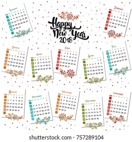Calendar for 2017 year. Vector design stationery template. Yearly calendar template.