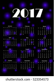 Calendar for 2017 year. Vector illustration.
