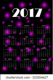 Calendar for 2017 year. Vector illustration.