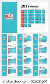 Calendar for 2017 year. Vector illustration.
