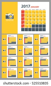 Calendar for 2017 year. Vector illustration.