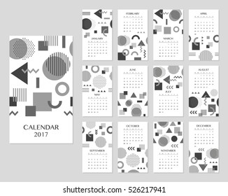 Calendario para 2017. Ilustración vectorial.