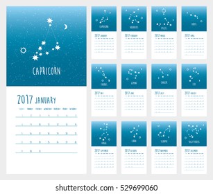 Calendar for 2017 year. Vector illustration.