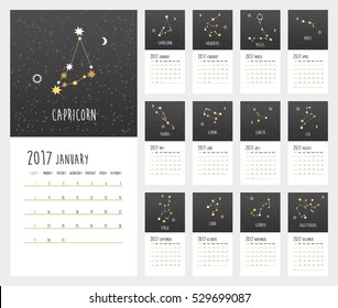 Calendar for 2017 year. Vector illustration.