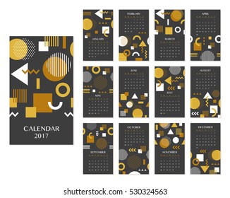 Calendar for 2017 year. Vector illustration.