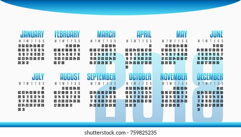 Calendar of 2018