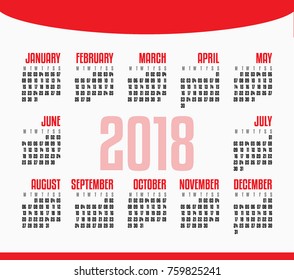 Calendar of 2018