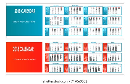 calendar 2018 for banner web brochure flyer with design red and blue color isolated background