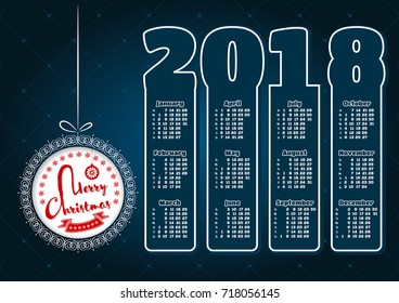Calendar 2018 with christmas concept
