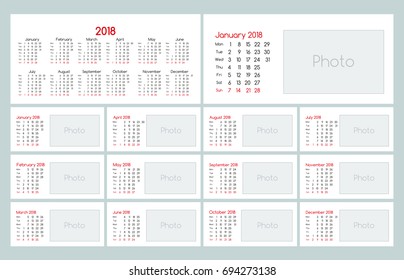 calendar 2018 daily planner template organizer stock vector royalty