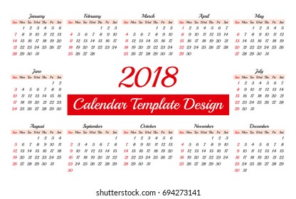 Calendar 2018 Daily Planner Template. Organizer and Schedule
