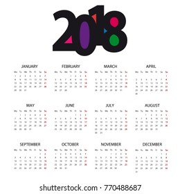 Calendar 2018 - Editable Vector