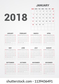 Calendar 2018. EPS 10.