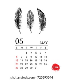 Calendar 2018. Feather