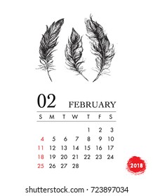 Calendar 2018. Feather