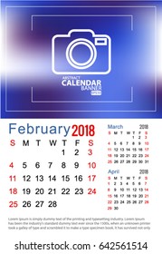  calendar 2018 February Vector EPS 10