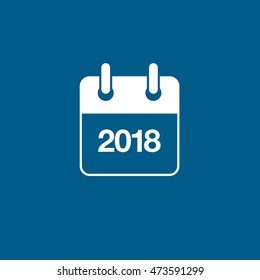 Calendar 2018 Flat Icon On Blue Background