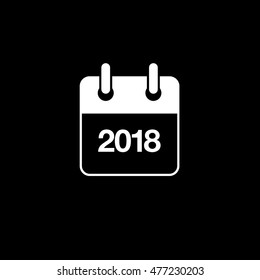 Calendar 2018 Flat Icon On Black Background