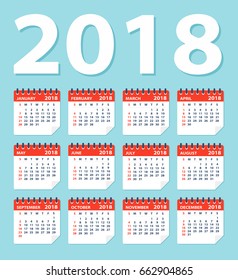 Calendar 2018 Flat Leaves - Vector Illustration