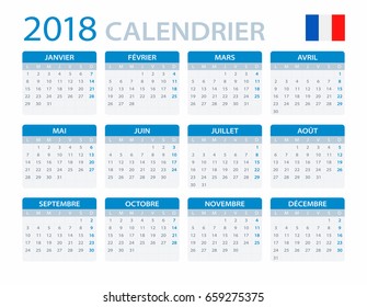 Calendar 2018 - French Version - vector illustration