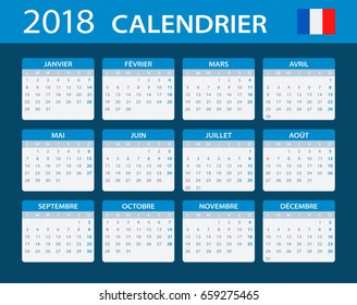 Calendar 2018 - French version - vector illustration