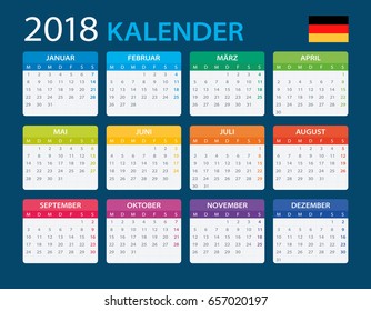 Calendar 2018 - German Version - vector illustration