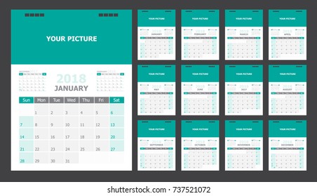 Calendar for 2018 green background