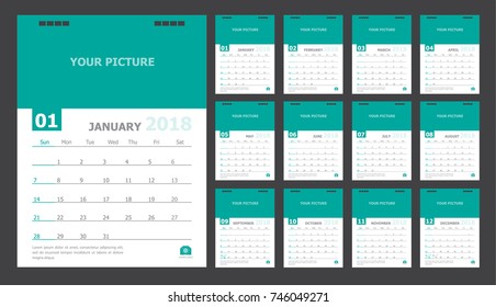 Calendar for 2018 green background