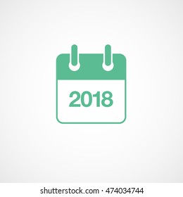 Calendar 2018 Green Flat Icon On White Background