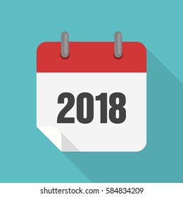 Calendar 2018 icon flat design, vector  illustration